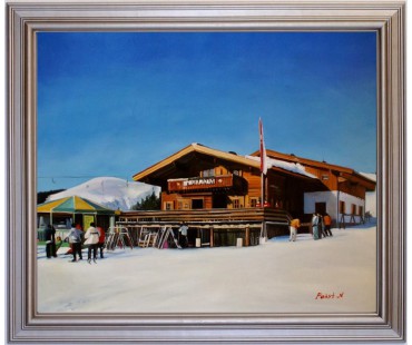 Asitz-Leogang im Winter - handgemaltes Ölbild in 50x100cm