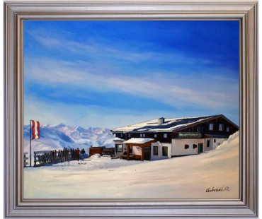 Asitz-Leogang im Winter - handgemaltes Ölbild in 50x100cm