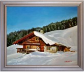 Almhütte neben Rachkuchl Hochwartalm Saalbach HANDGEMALT 50x60cm