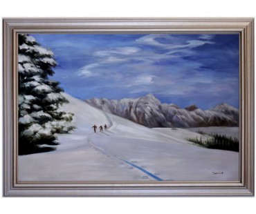 Ölbild Skitour am Asitz Winterlandschaft Ölgemälde HANDGEMALT 60x90cm Ölbild Skitour am Asitz Winterlandschaft Ölgemälde HANDGEMALT 60x90cm