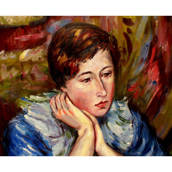 Faistauer Anton - Dame mit Buch - handgemaltes Ölbild in 50x60cm