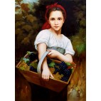 Mädchen bei Weinlese - handgemaltes Ölbild in 60x90cm v. William Bouguereau_11-95