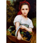 Mädchen bei Weinreben - handgemaltes Ölbild in 60x90cm v. William Bouguereau_11-95