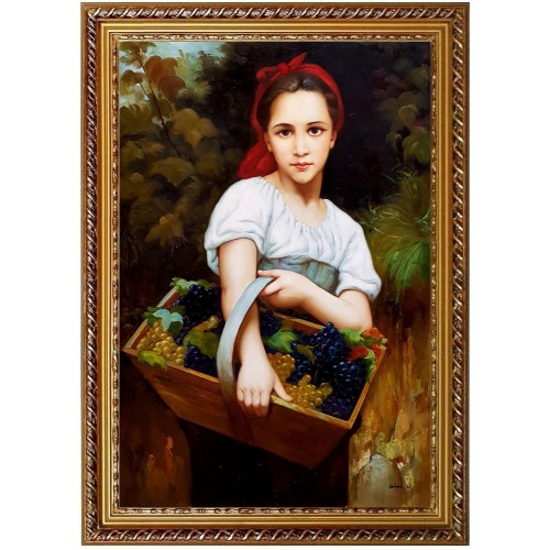 Mädchen bei Weinreben - handgemaltes Ölbild in 60x90cm v. William Bouguereau_11-95