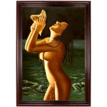 Ölbild Akt, Erotik, Tulpenstrauss, Nude HANDGEMALT,Gemälde 60x90cm