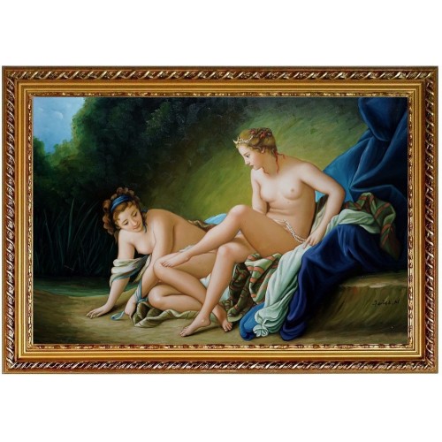 Francois Boucher, Diana im Bade - handgemaltes Ölbild in 60x90cm 