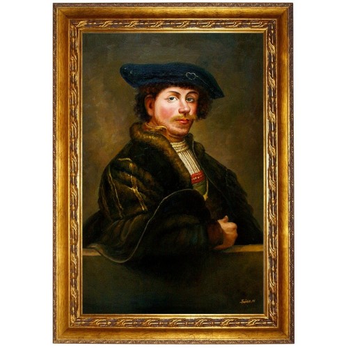 REMBRANDT VAN RIJN-Selbstbildnis-Ölbild in 60x90cm