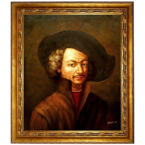 REMBRANDT VAN RIJN-Selbstbildnis-Ölbild in 50x60cm