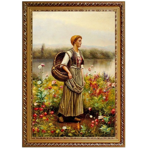 Knigh Daniel Ridgway Mädchen mit Körbe Ölbild 60x90cm