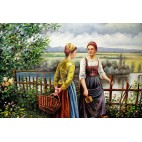 Knigh Daniel Ridgway Mädchen mit Körbe Ölbild 60x90cm