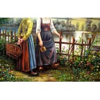 Knigh Daniel Ridgway Mädchen mit Körbe Ölbild 60x90cm