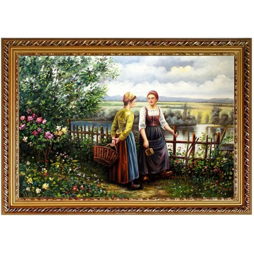 Knigh Daniel Ridgway Zwei Frauen Landschaft Ölbild 60x90cm