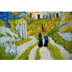 Dorfstrasse, Vincent van Gogh - handgemaltes Ölbild 50x60cm