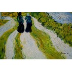 Dorfstrasse, Vincent van Gogh - handgemaltes Ölbild 50x60cm