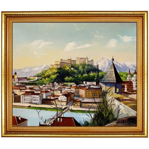 Kapuzinerberg Blick zur Altstadt Festung Hohensalzburg50x60cm  - Ölgemälde 50x60cm