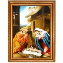 Heilige Familie mit Jesuskind - Ölgemälde handgemalt