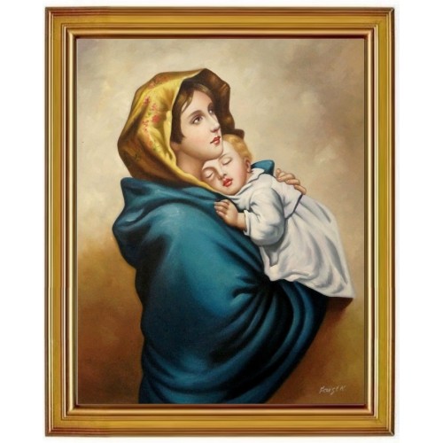 Maria mit Jesuskind, Roberto Ferruzzi  - Ölgemälde handgemalt