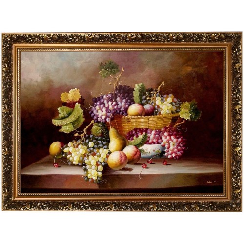 Stillleben - Ölgemälde Obst, Weintrauben, Pfirsiche- 60x90cm Stillleben - Ölgemälde Obst, Weintrauben, Pfirsiche- 60x90cm